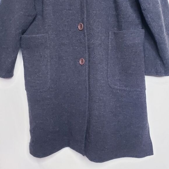 Sandro Vintage Dark Gray Wool Button Front Pea Coat Women's Size 14 Charcoal - Picture 3 of 9